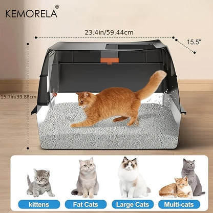 Large Stainless Steel Cat Litter Box - Dual Entry, Easy Clean