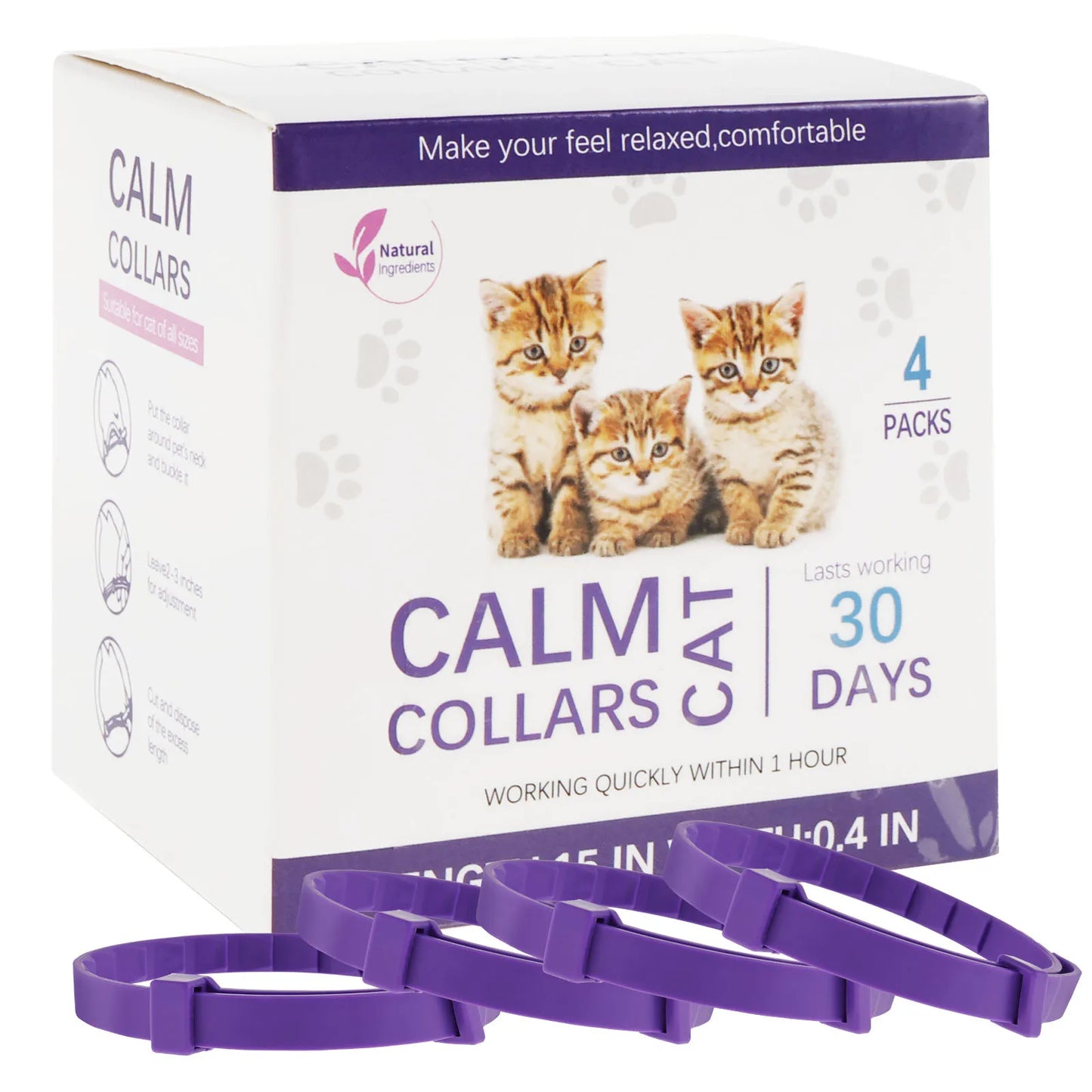 Calming Cat Collars 4Pcs - Soothing Pheromone for Anxiety Relief